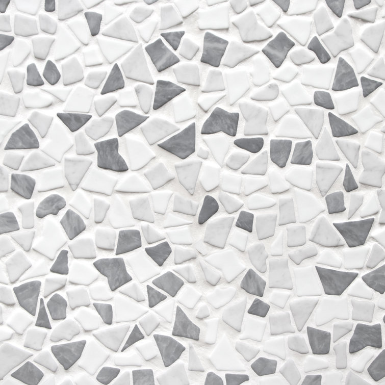 12" x 12" Mixed Gray Pebble Glass and Marble Mosaic Tile