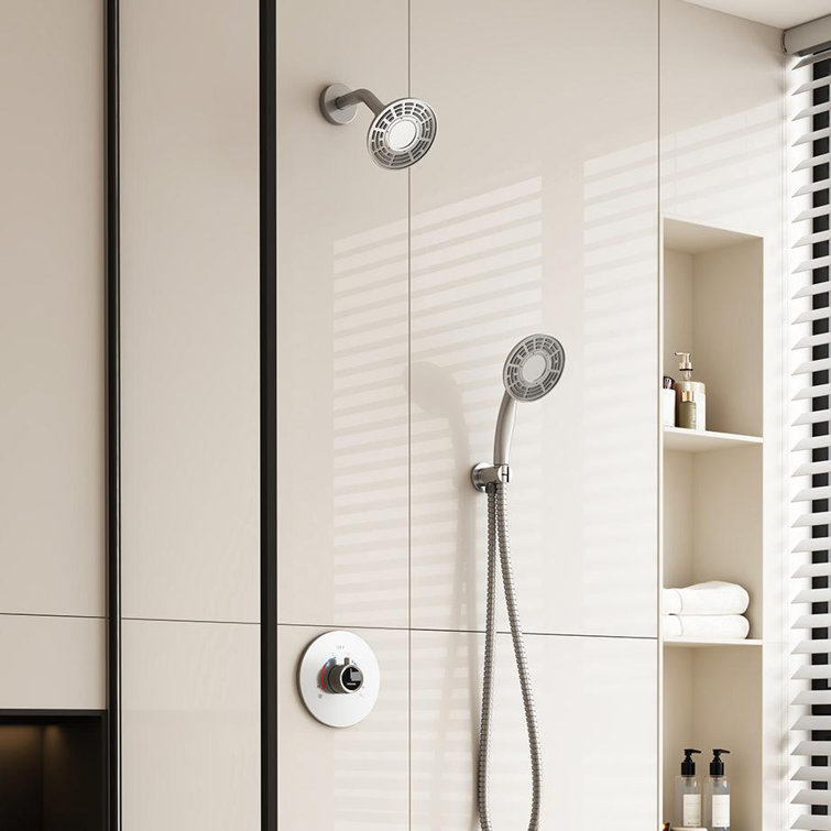 Brushed Nickel Dual-Function Wall Mounted Shower System