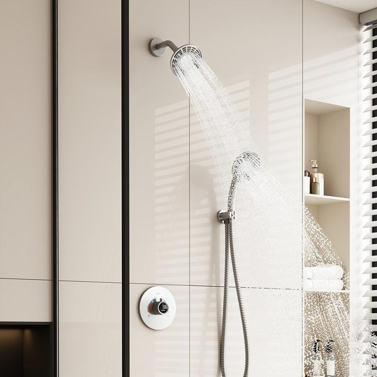 Brushed Nickel Dual-Function Wall Mounted Shower System