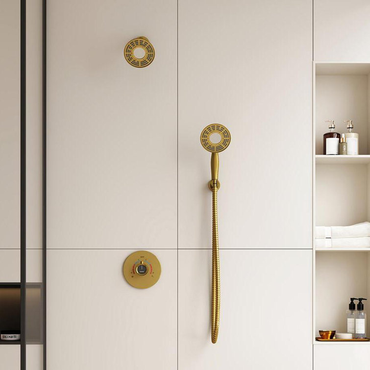 Brushed Gold Dual-Function Wall Mounted Shower System