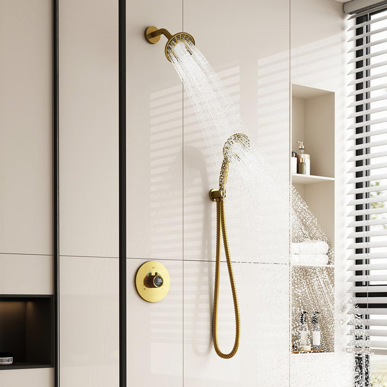 Brushed Gold Dual-Function Wall Mounted Shower System