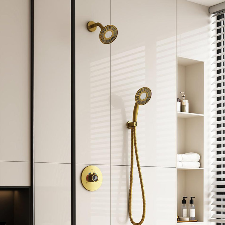 Brushed Gold Dual-Function Wall Mounted Shower System