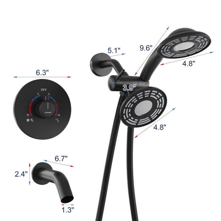Matte Black Dual Head Rain and Mist Shower Faucet Set