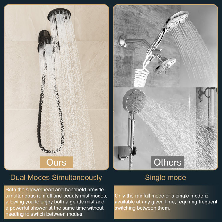 Matte Black Dual Head Rain and Mist Shower Faucet Set