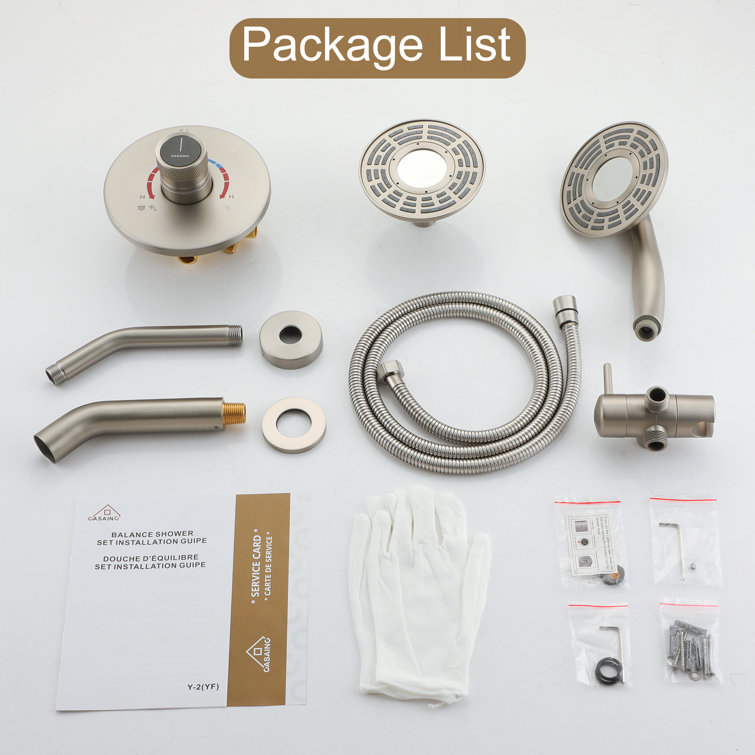 Brushed Nickel Dual-Function Wall Mounted Shower System