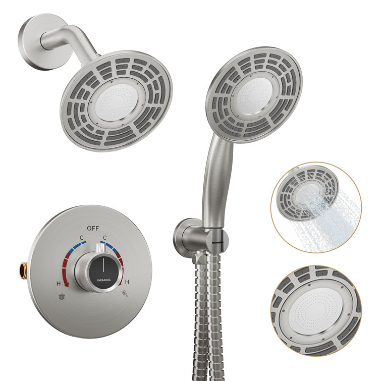 Brushed Nickel Dual-Function Wall Mounted Shower System