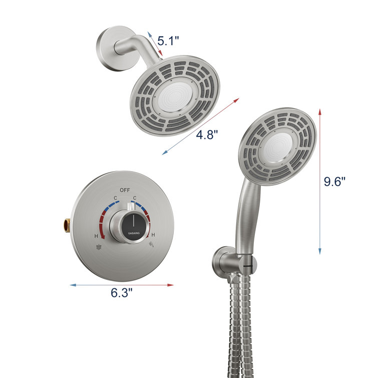 Brushed Nickel Dual-Function Wall Mounted Shower System