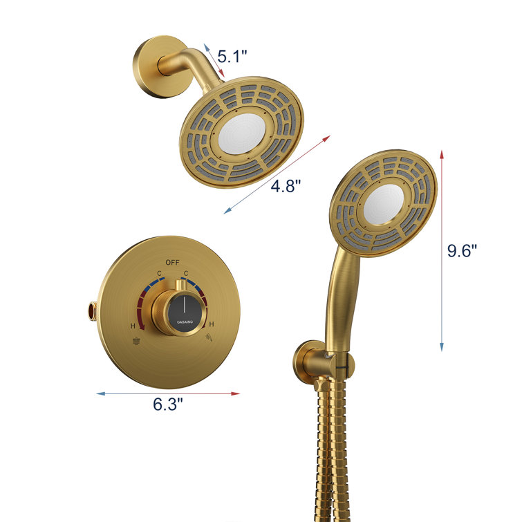Brushed Gold Dual-Function Wall Mounted Shower System