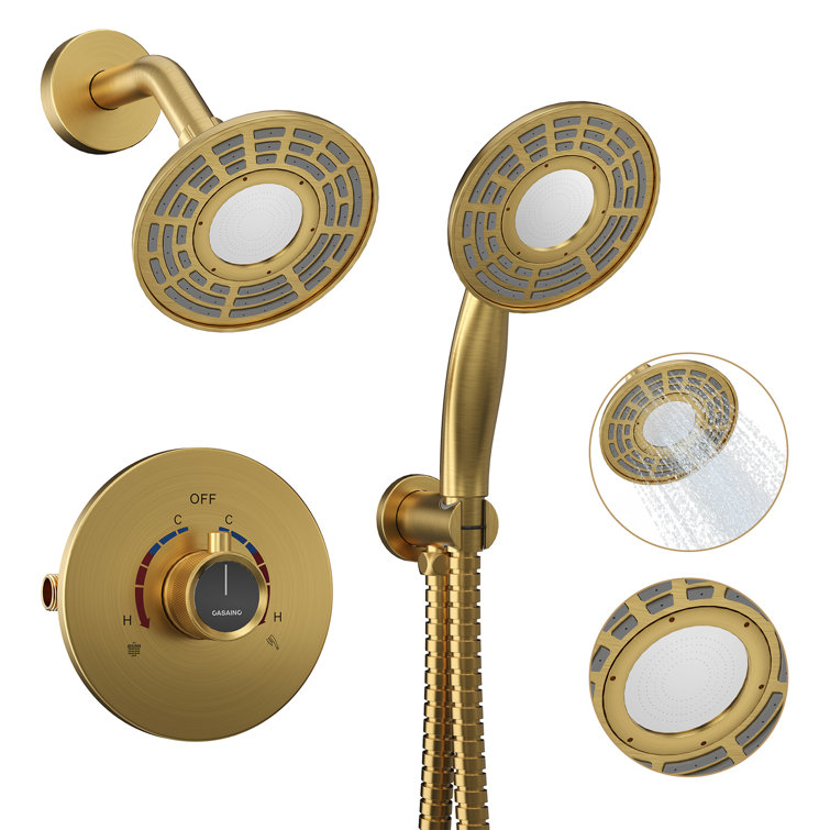 Brushed Gold Dual-Function Wall Mounted Shower System