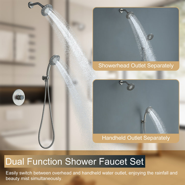Brushed Nickel Dual-Function Wall Mounted Shower System