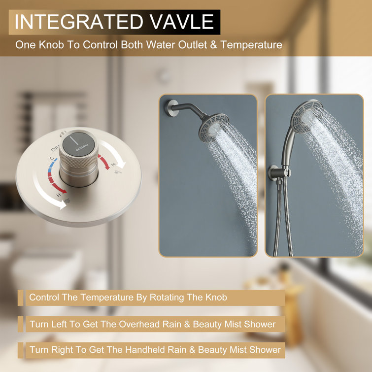 Brushed Nickel Dual-Function Wall Mounted Shower System