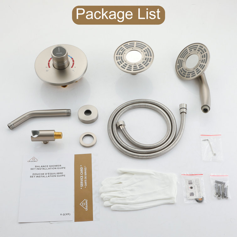 Brushed Nickel Dual-Function Wall Mounted Shower System