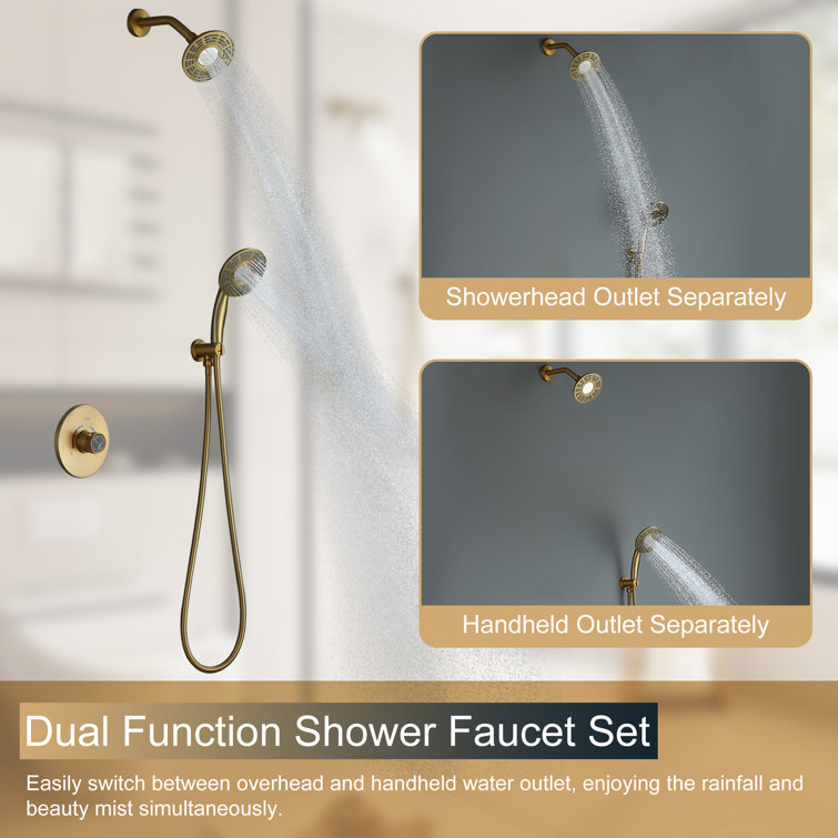 Brushed Gold Dual-Function Wall Mounted Shower System