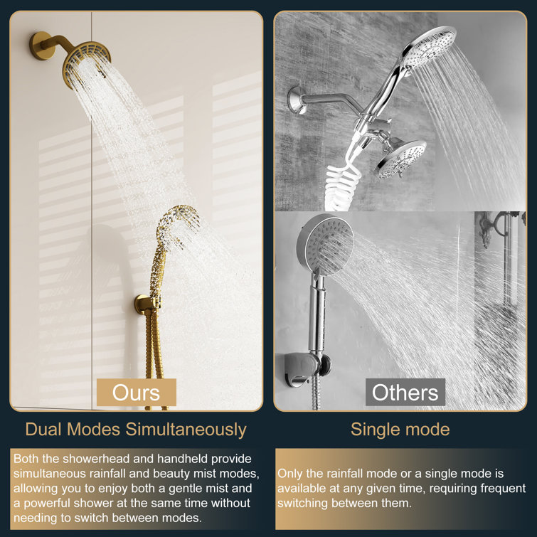 Brushed Gold Dual-Function Wall Mounted Shower System