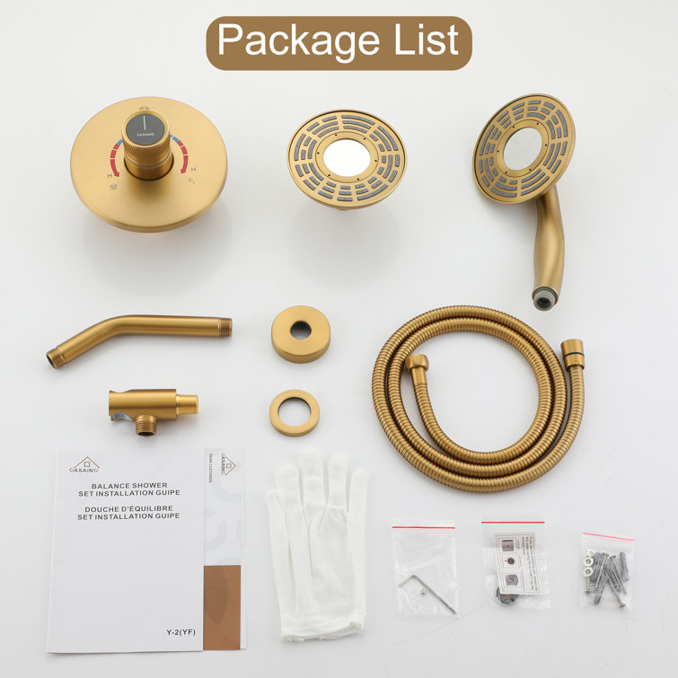 Brushed Gold Dual-Function Wall Mounted Shower System