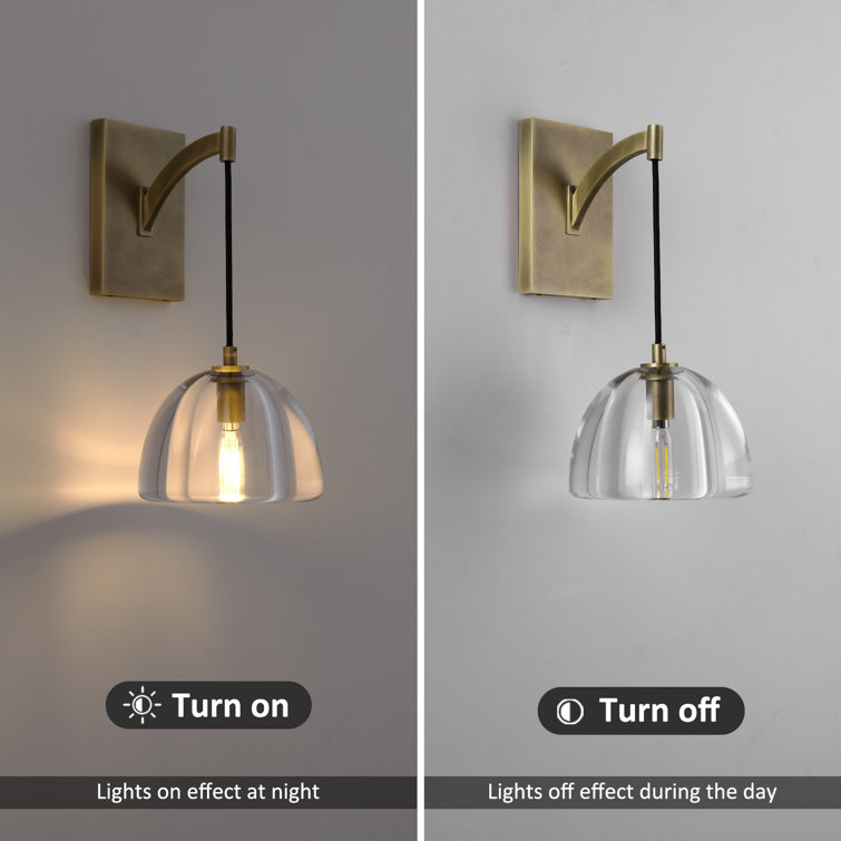 Brass and Crystal Wall Sconce with Adjustable Suspension