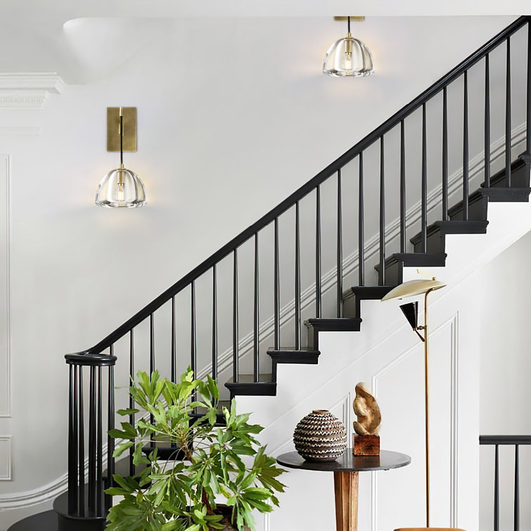 Brass and Crystal Wall Sconce with Adjustable Suspension