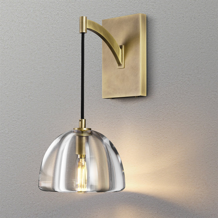 Brass and Crystal Wall Sconce with Adjustable Suspension