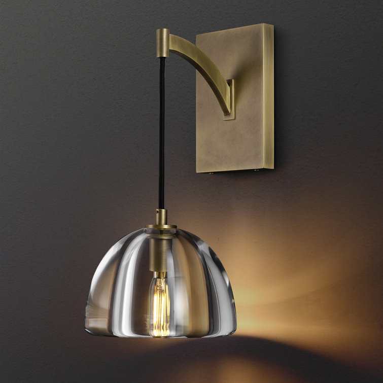Brass and Crystal Wall Sconce with Adjustable Suspension
