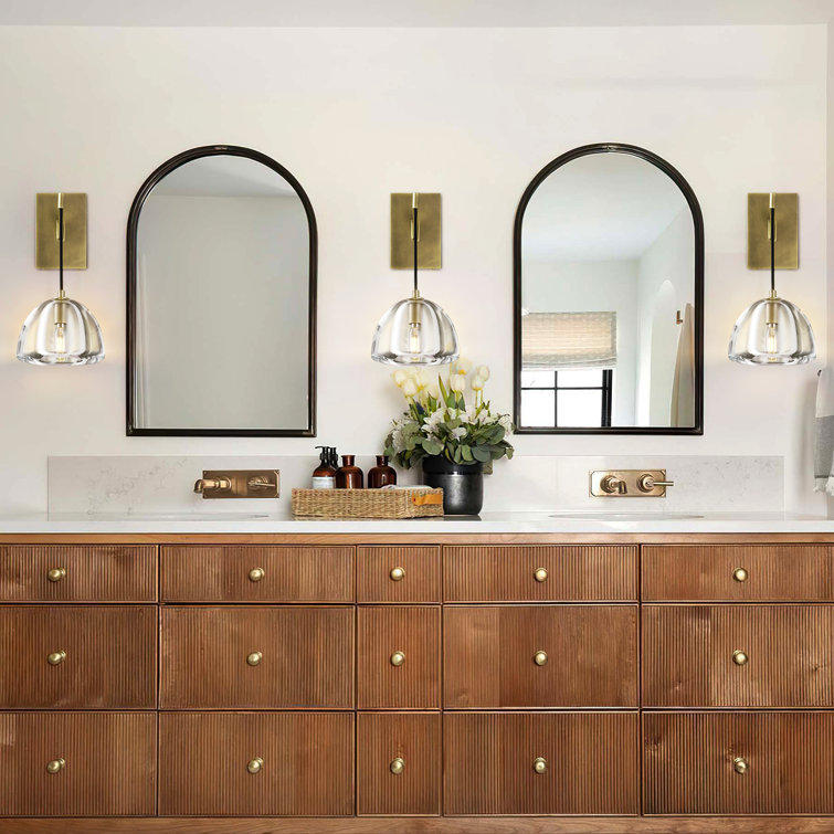 Brass and Crystal Wall Sconce with Adjustable Suspension