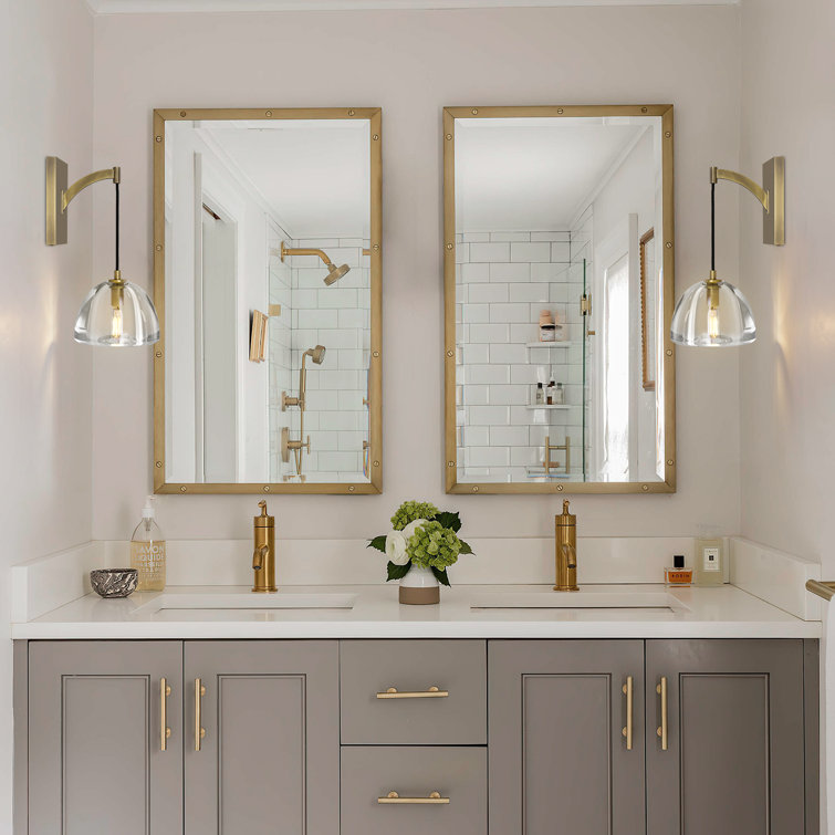 Brass and Crystal Wall Sconce with Adjustable Suspension