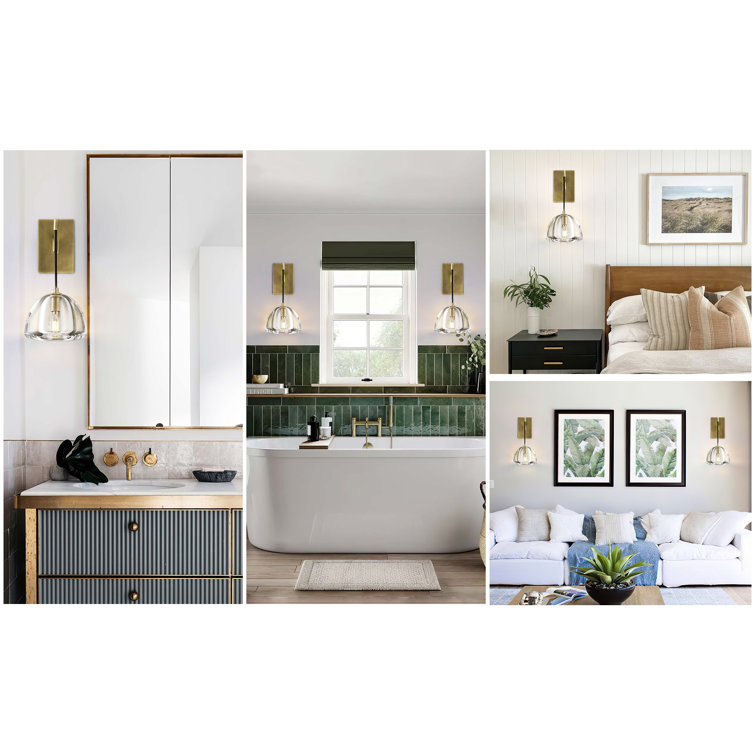 Brass and Crystal Wall Sconce with Adjustable Suspension