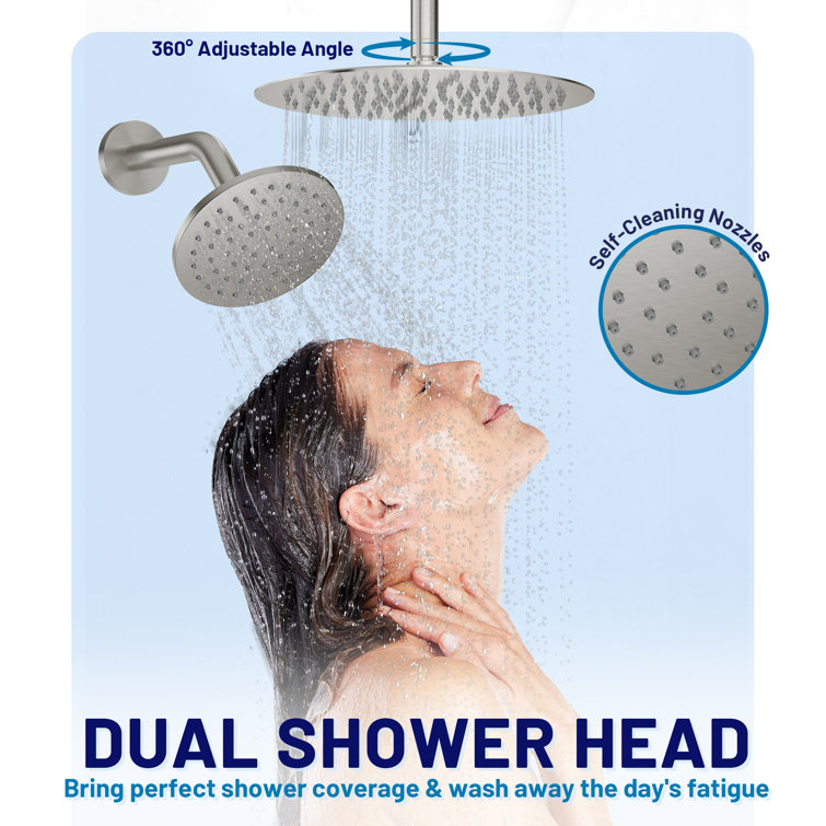 Brushed Nickel Dual Showerhead System with Digital Display
