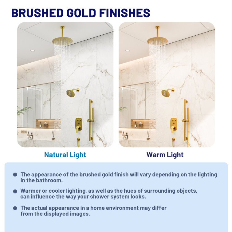 Brushed Gold Dual Showerhead System with Digital Display