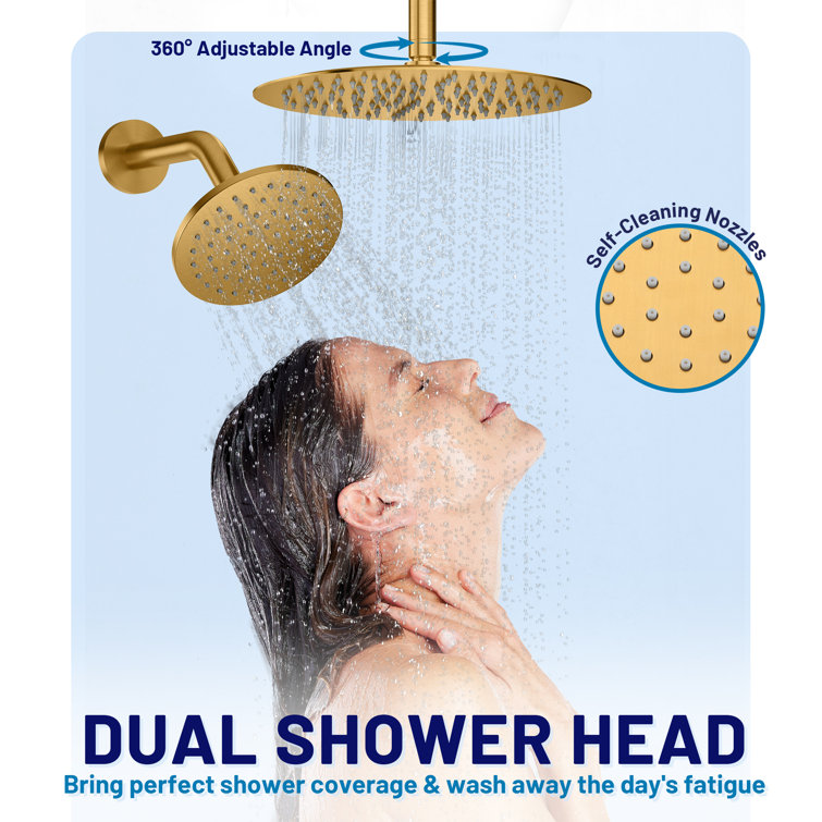 Brushed Gold Dual Showerhead System with Digital Display