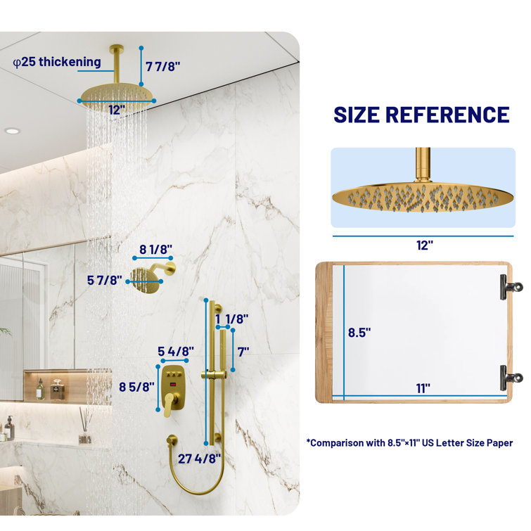 Brushed Gold Dual Showerhead System with Digital Display