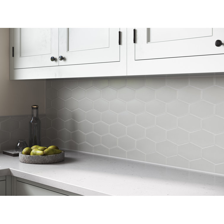 Misty Gray Matte Glass Honeycomb Mosaic Tile 11x11