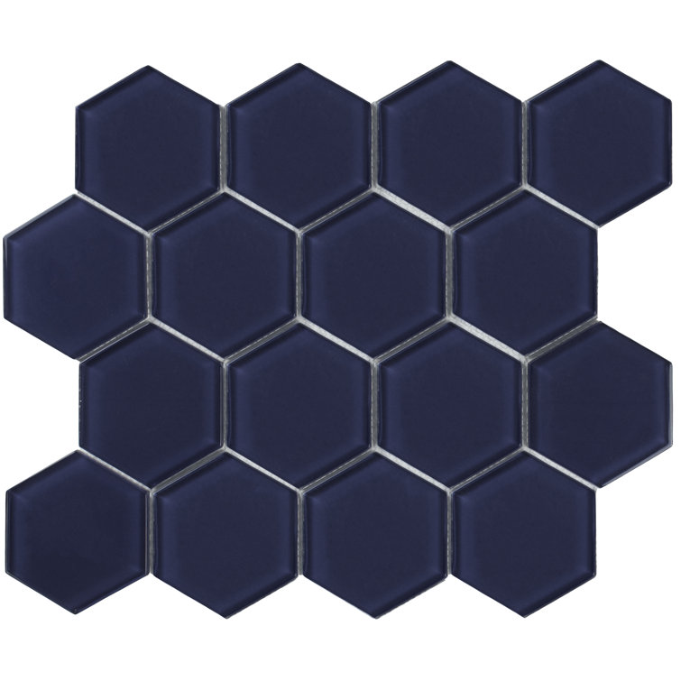 Deep Blue Gloss 11x12 Glass Honeycomb Mosaic Tile