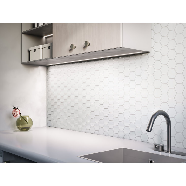 Soft Ivory Gloss Glass Hexagon Mosaic Tile for Walls