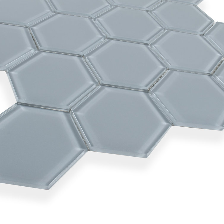 Aqua Blue Gloss 11x12 Honeycomb Glass Mosaic Tile