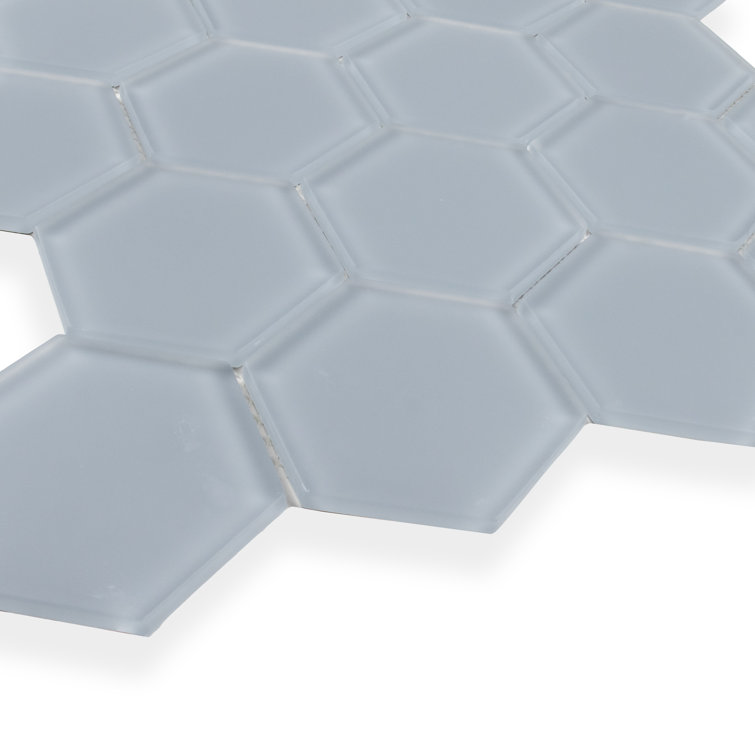 Aqua Blue Matte Glass Hexagon Mosaic Tile 11x12