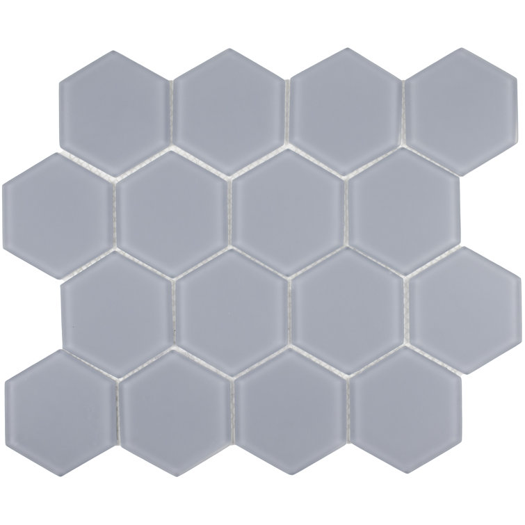 Aqua Blue Matte Glass Hexagon Mosaic Tile 11x12