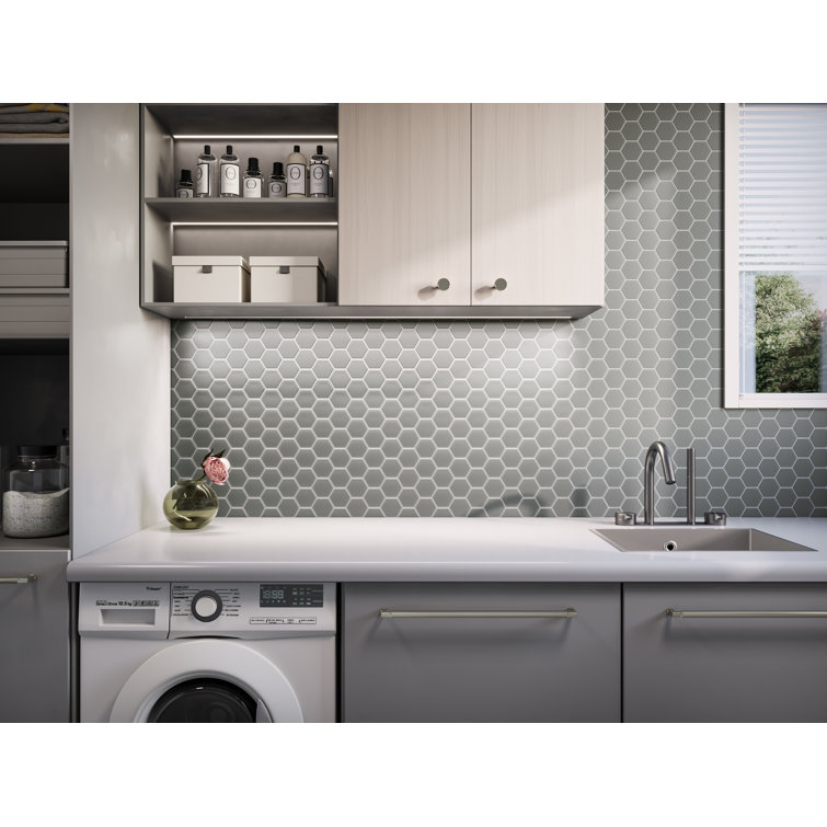 Marsh Matte Gray Glass Honeycomb Mosaic Tile 11x12