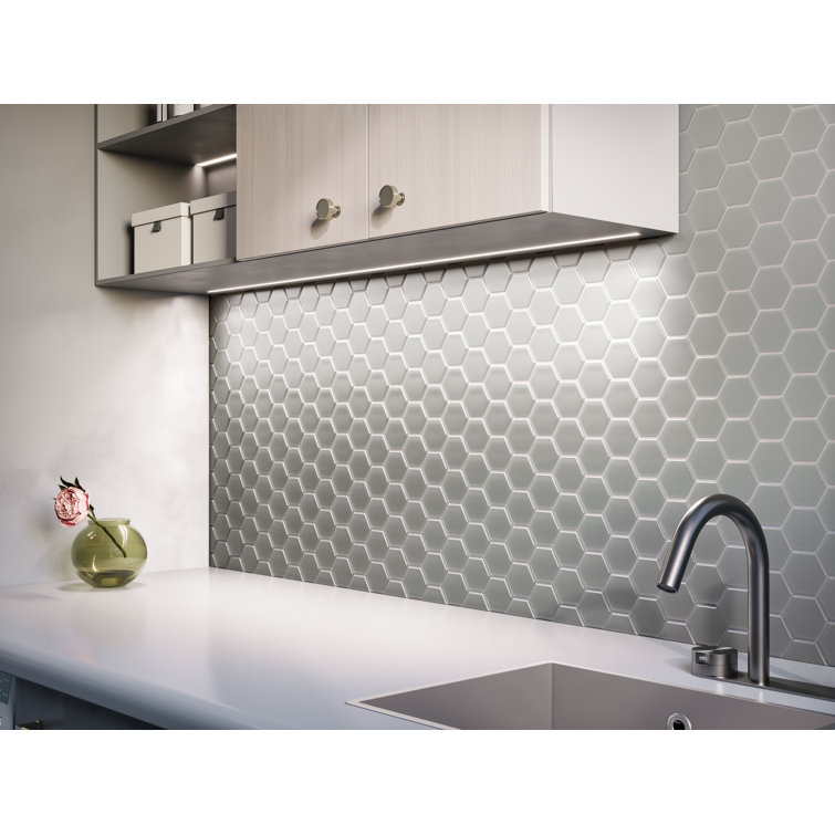 Marsh Matte Gray Glass Honeycomb Mosaic Tile 11x12