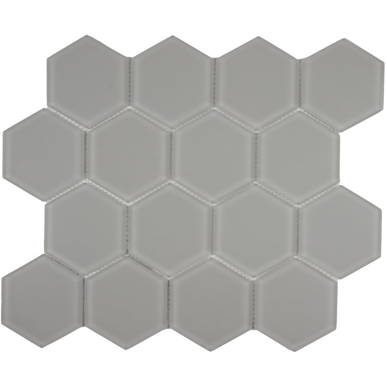 Marsh Matte Gray Glass Honeycomb Mosaic Tile 11x12