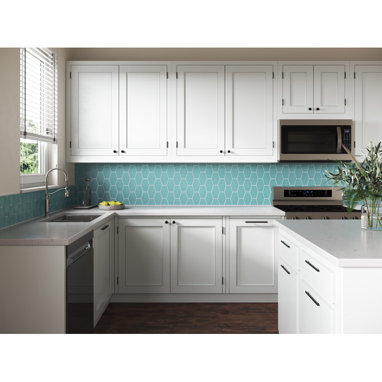 Aqua Elongated Hexagon Matte Glass Mosaic Tile