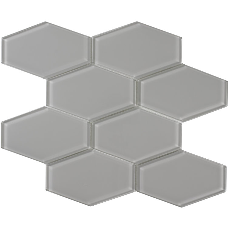 Marsh Gloss Elongated Hexagon Glass Mosaic Tile