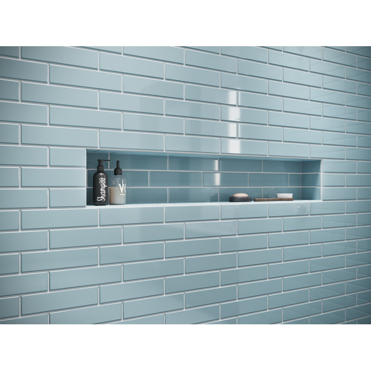 Aqua Blue Gloss 2x8 Glass Subway Tile