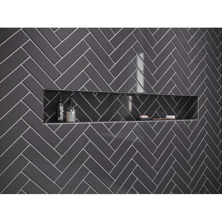 Carbon Gloss 2x8 Glass Subway Wall Tile