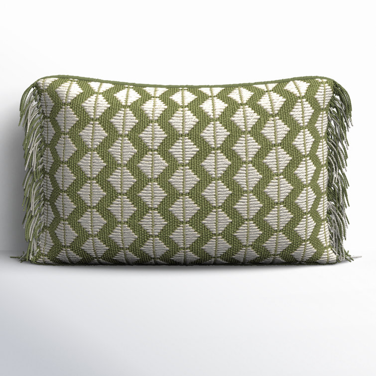 Black and Ivory Rectangular Bohemian Tassel Throw Pillow