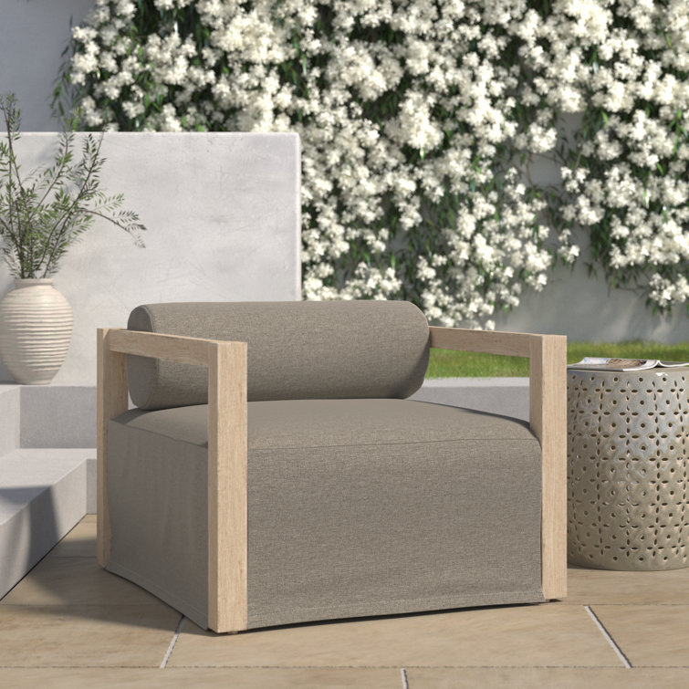 Verley Teak and Gray Outdoor Lounge Chair with Cushion