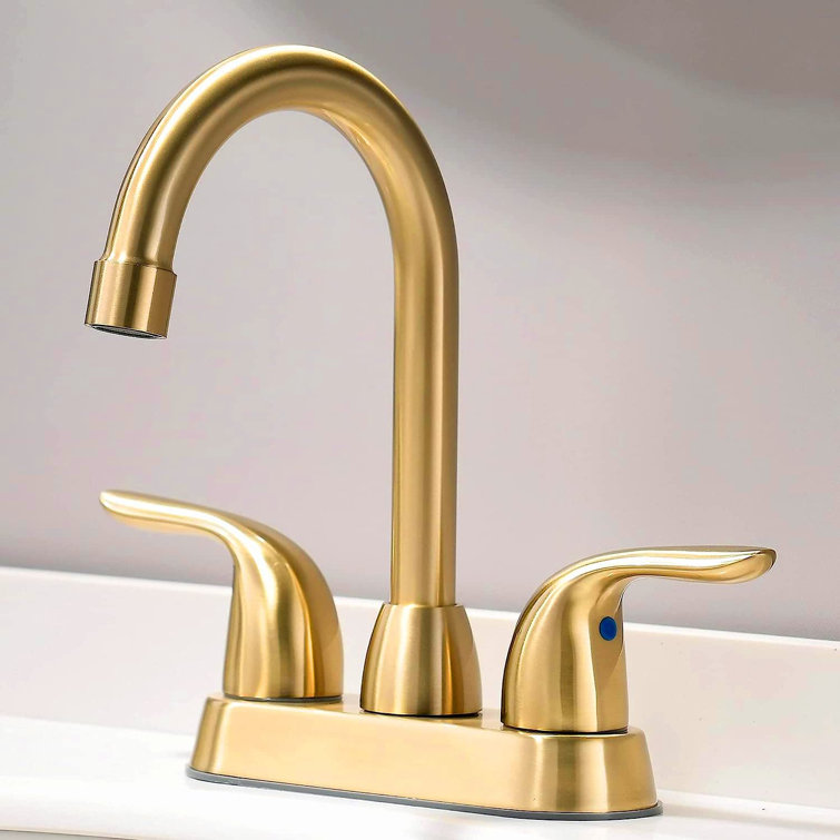 Brushed Gold Solid Brass 2-Handle Bathroom Sink Faucet