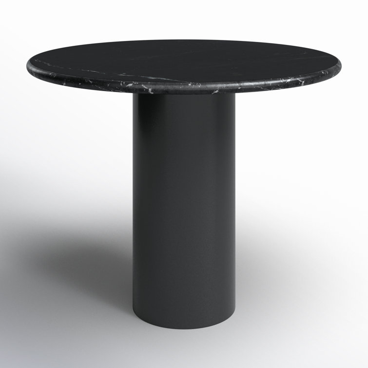 Kenneth 38'' Black Marble Round Pedestal Dining Table