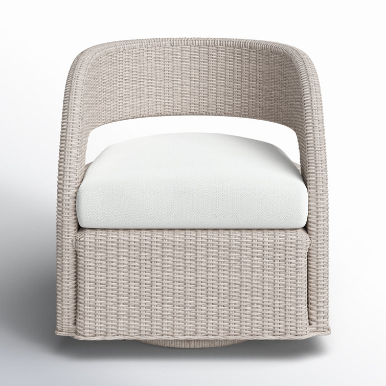 Vintage White Outdoor Swivel Chair with Cushions