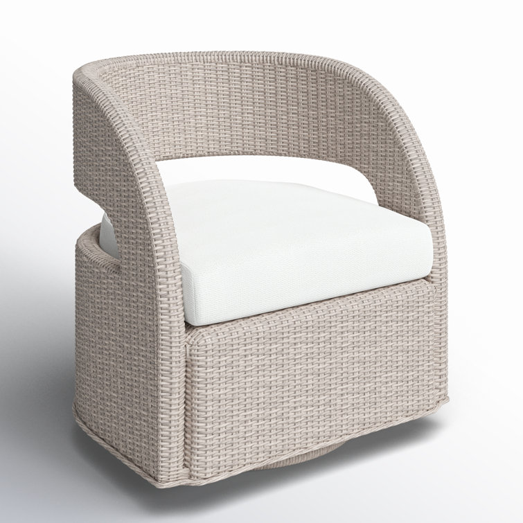 Vintage White Outdoor Swivel Chair with Cushions