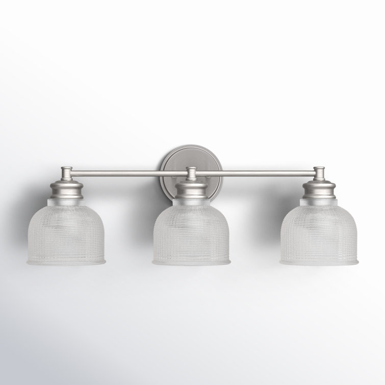 Brushed Nickel 3-Light Vanity Light with Clear Glass Shades